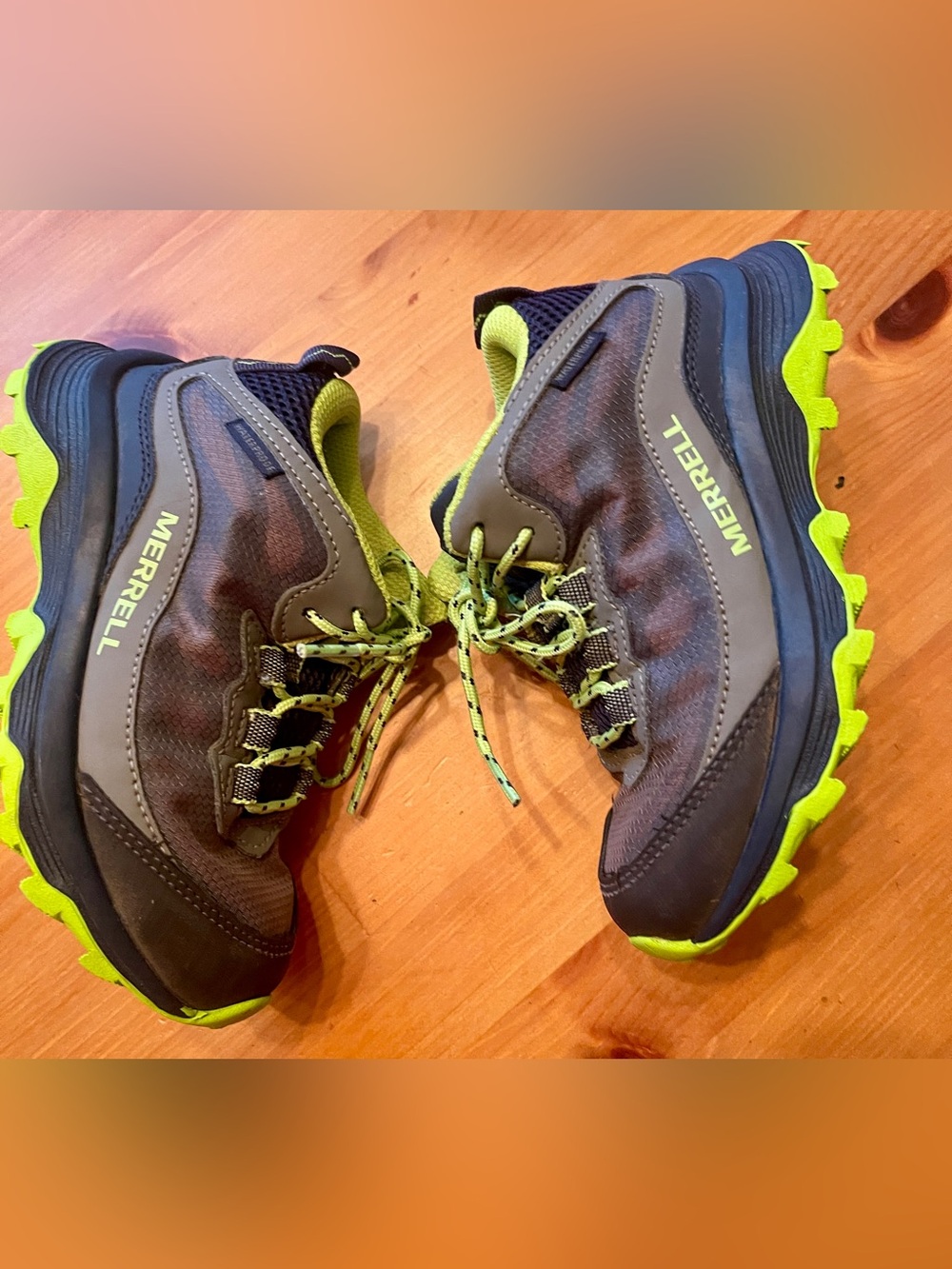 Merrell Moab Speed Mid Waterproof Kids Boots Green Black Gray Sz 11M